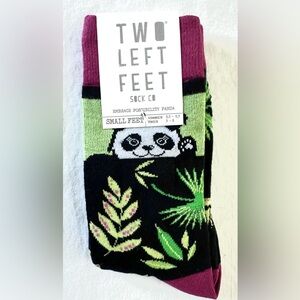 Two Left Feet Sock Co Panda Socks “Embrace Possibility” Bamboo Leaves Small